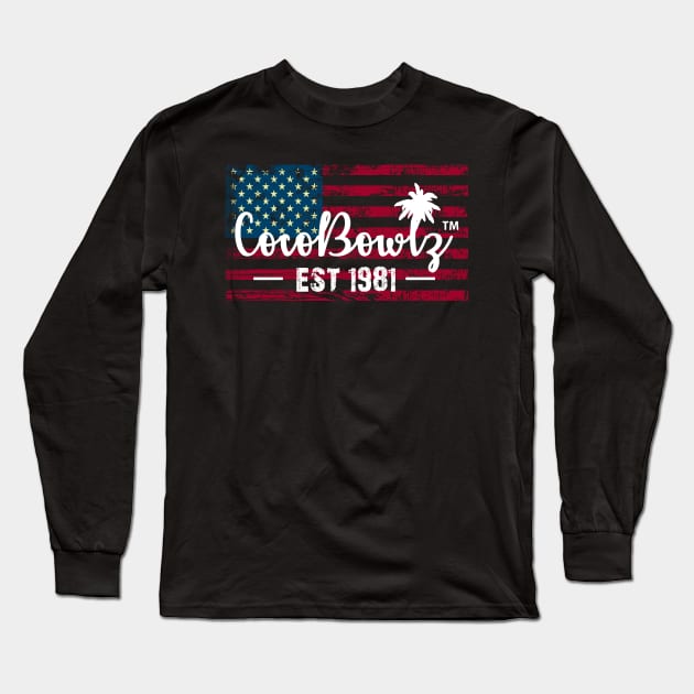 CocoBowlz Est 1981 American Flag Tee Shirt Long Sleeve T-Shirt by QrkyTees